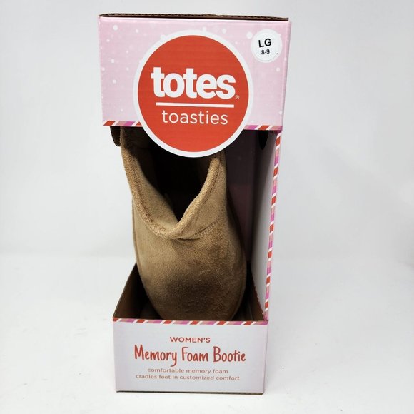 Totes Toasties Women’s Large Size 8-9 Memory Foam Bootie Desert Beige New - Picture 5 of 10